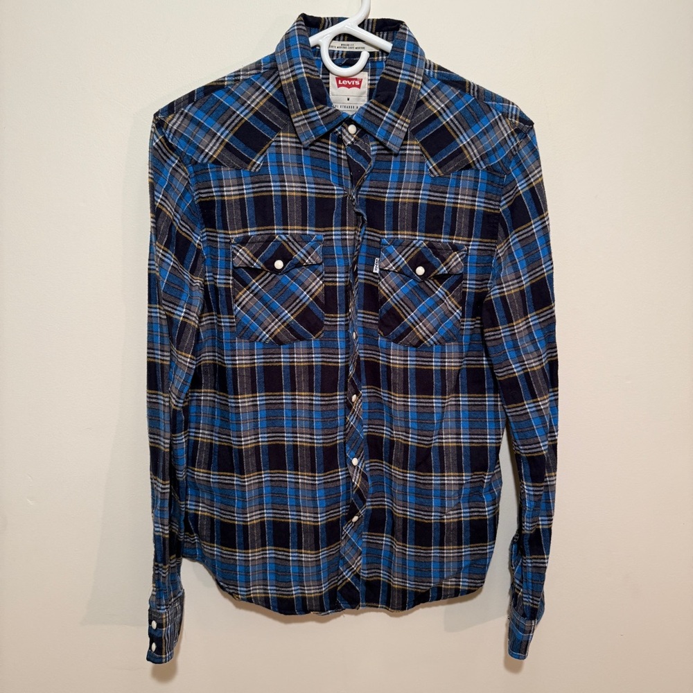 Levi's Men's Blue/Black Flannel Shirt
